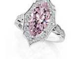 White gold Fancy Pink Marquise  Halo Diamond Engagement Ring with Milgrain Band and Four-Prong Setting_67