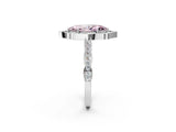White gold Fancy Pink Marquise  Halo Diamond Engagement Ring with Milgrain Band and Four-Prong Setting_67
