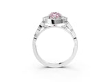 White gold Fancy Pink Marquise  Halo Diamond Engagement Ring with Milgrain Band and Four-Prong Setting_69