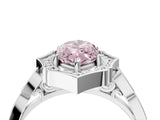 White gold Fancy Pink Marquise  Halo Diamond Engagement Ring with Milgrain Band and Four-Prong Setting_70