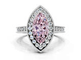 White gold Fancy Pink Marquise  Halo Diamond Engagement Ring with Milgrain Pave Band and Four-Prong Setting_50