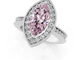 White gold Fancy Pink Marquise  Halo Diamond Engagement Ring with Milgrain Pave Band and Four-Prong Setting_51