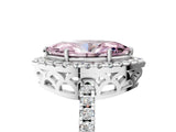 White gold Fancy Pink Marquise  Halo Diamond Engagement Ring with Pavé Band and Four-Prong Setting_24