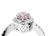 White gold Fancy Pink Marquise  Halo Diamond Engagement Ring with Pavé Band and Four-Prong Setting_24