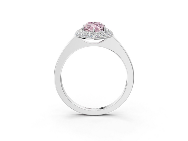 White gold Fancy Pink Marquise  Halo Diamond Engagement Ring with Solitaire Band and Four-Prong Setting