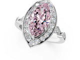 White gold Fancy Pink Marquise  Halo Diamond Engagement Ring with Twisted Band and Four-Prong Setting 1