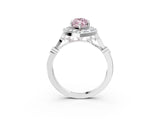 White gold Fancy Pink Marquise  Halo Diamond Engagement Ring with Twisted Band and Four-Prong Setting 3