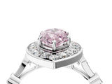White gold Fancy Pink Marquise  Halo Diamond Engagement Ring with Twisted Band and Four-Prong Setting 4