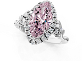 White gold Fancy Pink Marquise  Halo Diamond Engagement Ring with Vintage-Inspired Band and Four-Prong Setting_4