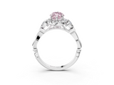 White gold Fancy Pink Marquise  Halo Diamond Engagement Ring with Vintage-Inspired Band and Four-Prong Setting_6