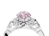 White gold Fancy Pink Marquise  Halo Diamond Engagement Ring with Vintage-Inspired Band and Four-Prong Setting_7