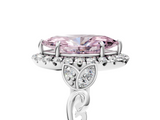 White gold Fancy Pink Marquise  Halo Diamond Engagement Ring with Vintage-Inspired Band and Four-Prong Setting_8