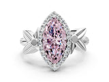 White gold Fancy Pink Marquise  Halo Diamond Floral Band with Four-Prong Setting_55