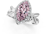 White gold Fancy Pink Marquise  Halo Diamond Floral Band with Four-Prong Setting_56