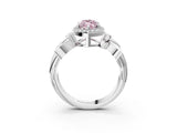 White gold Fancy Pink Marquise  Halo Diamond Floral Band with Four-Prong Setting_58