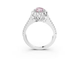 White gold Fancy Pink Marquise  Halo Diamond Floral Split Shank Engagement Ring 4