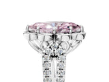 White gold Fancy Pink Marquise  Halo Diamond Floral Split Shank Engagement Ring
