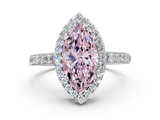 White gold Fancy Pink Marquise  Halo Diamond Pavé Band Ring with Prong Setting_20