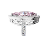 White gold Fancy Pink Marquise  Halo Diamond Pavé Band Ring with Prong Setting_25
