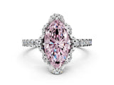 White gold Fancy Pink Marquise  Halo Diamond Pave Band Ring with Four-Prong Setting_15
