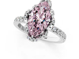 White gold Fancy Pink Marquise  Halo Diamond Pave Band Ring with Four-Prong Setting_16