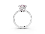 White gold Fancy Pink Marquise  Halo Diamond Pave Band Ring with Four-Prong Setting_18