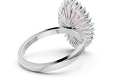 White gold Fancy Pink Marquise  Halo Diamond Ring with Milgrain Edge and Round Prong Setting_122