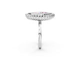 White gold Fancy Pink Marquise  Halo Diamond Ring with Milgrain Edge and Round Prong Setting_125