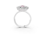 White gold Fancy Pink Marquise  Halo Diamond Ring with Milgrain Edge and Round Prong Setting_125