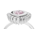 White gold Fancy Pink Marquise  Halo Diamond Ring with Milgrain Edge and Round Prong Setting_127