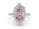 White gold Fancy Pink Marquise  Halo Diamond Ring with Pavé Band and Prong Setting_38