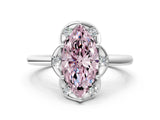 White gold Fancy Pink Marquise  Halo Diamond Ring with Round Cluster Setting, Solitaire Band, and Four-Prong Setting_85