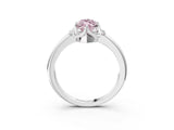 White gold Fancy Pink Marquise  Halo Diamond Ring with Round Cluster Setting, Solitaire Band, and Four-Prong Setting_92