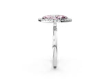 White gold Fancy Pink Marquise  Halo Diamond Solitaire with Pavé Band and Four-Prong Setting_104