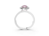 White gold Fancy Pink Marquise  Halo Diamond Solitaire with Pavé Band and Four-Prong Setting_105