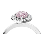 White gold Fancy Pink Marquise  Halo Diamond Solitaire with Pavé Band and Four-Prong Setting_106