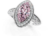 White gold Fancy Pink Marquise  Halo Diamond Split Shank Ring with Milgrain Detail_50