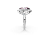 White gold Fancy Pink Marquise  Halo Diamond Split Shank Ring with Milgrain Detail_51