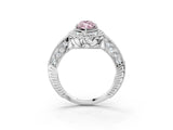White gold Fancy Pink Marquise  Halo Diamond Split Shank Ring with Milgrain Detail_52