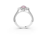 White gold Fancy Pink Marquise  Halo Milgrain Pave Diamond Ring with Four-Prong Setting 4