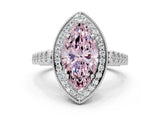 White gold Fancy Pink Marquise  Halo Milgrain Solitaire with Bezel Set Side Stones and Pave Band_32