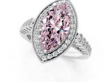 White gold Fancy Pink Marquise  Halo Milgrain Solitaire with Bezel Set Side Stones and Pave Band_33