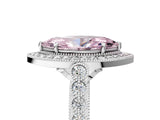 White gold Fancy Pink Marquise  Halo Milgrain Solitaire with Bezel Set Side Stones and Pave Band_37
