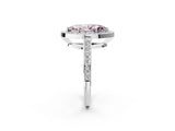 White gold Fancy Pink Marquise  Halo Pavé Diamond Engagement Ring with Bezel Setting_48