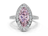 White gold Fancy Pink Marquise  Halo Pavé Diamond Engagement Ring with Bezel Setting_49