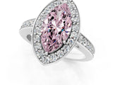 White gold Fancy Pink Marquise  Halo Pavé Diamond Engagement Ring with Bezel Setting_50