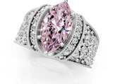 White gold Fancy Pink Marquise  Halo Pave Diamond Engagement Ring with Milgrain Detailing_49