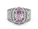 White gold Fancy Pink Marquise  Halo Pave Diamond Engagement Ring with Milgrain Detailing_51