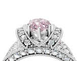 White gold Fancy Pink Marquise  Halo Pave Diamond Engagement Ring with Milgrain Detailing_53