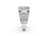 White gold Fancy Pink Marquise  Halo Pave Diamond Engagement Ring with Milgrain Detailing_53